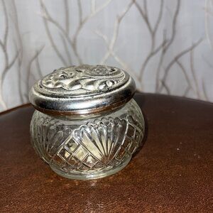Avon Glass Jar with Silver Accents
